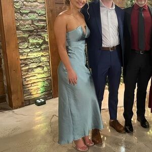 Selfie Leslie Sky Blue Satin Gown